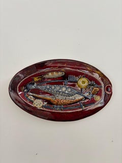 Carlo Zauli Italian Ceramic Decorative Wall Plate Dish, Italy 1950s