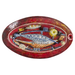 Carlo Zauli Italian Ceramic Decorative Wall Plate Dish, Italy 1950s