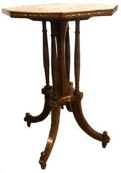 Carlo Zen, Tavolino intarsiato in madreperla e filo d'ottone, Italia, circa 1900