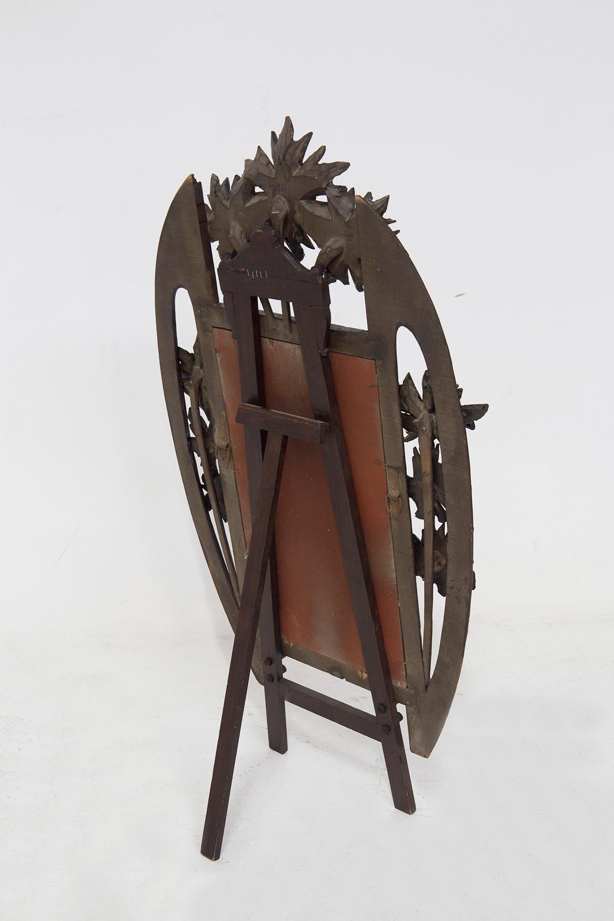 Carlo Zen - Miroir en bois vintage avec chevalet en vente 1