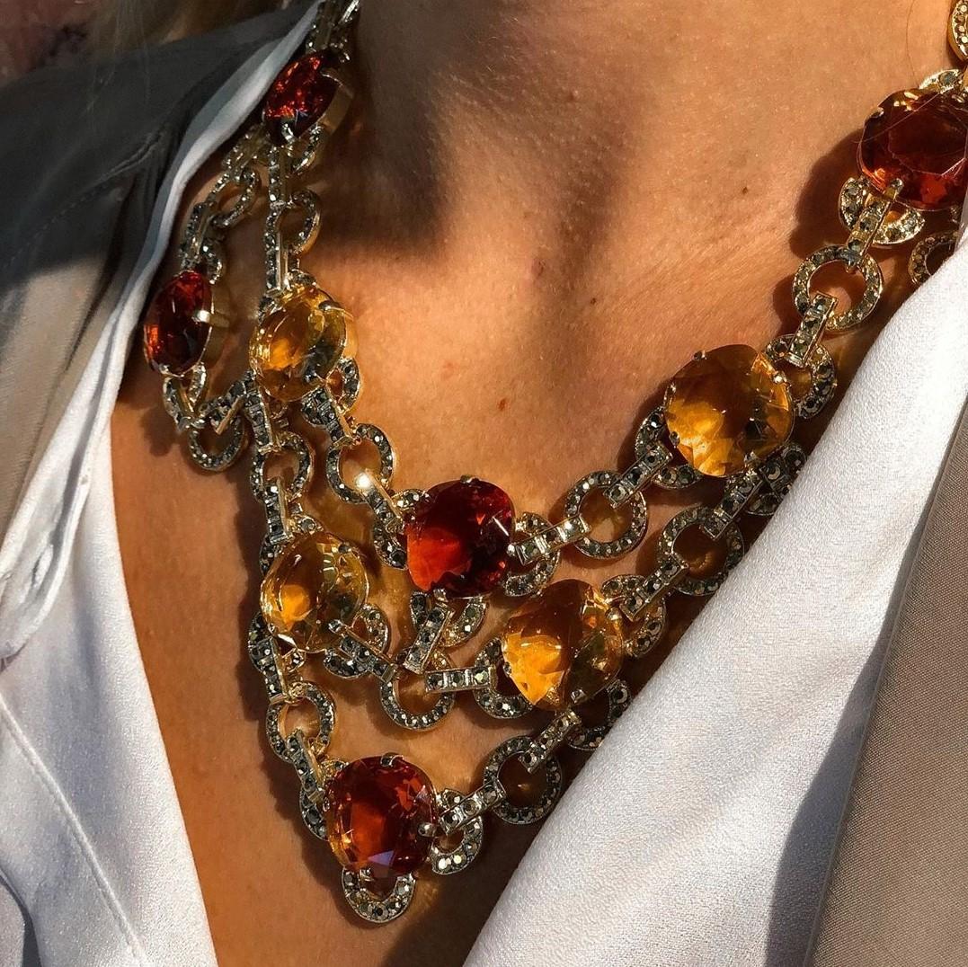 Carlo Zini Amber & Topaze Necklace For Sale 1