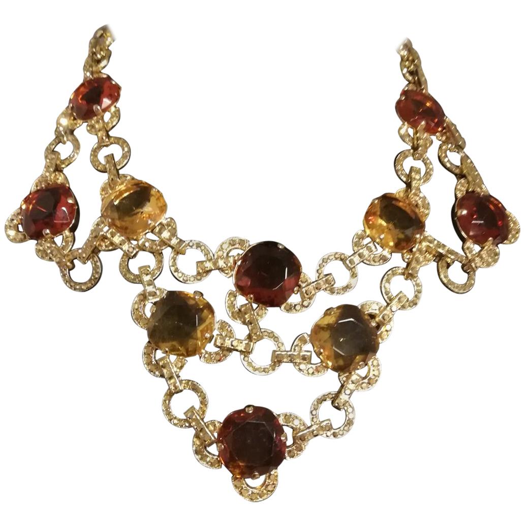 Carlo Zini Amber & Topaze Necklace For Sale