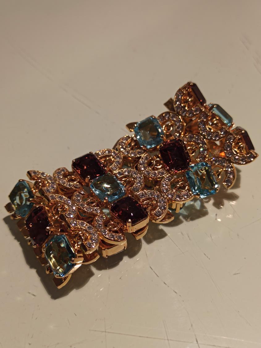 Women's Carlo Zini Aqua & Amber Crystals Bracelet For Sale