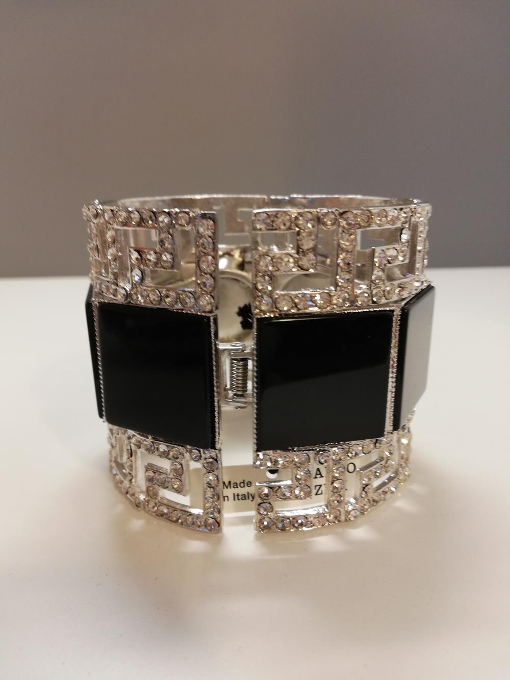 Carlo Zini Black and Crystal Bracelet In New Condition For Sale In Gazzaniga (BG), IT