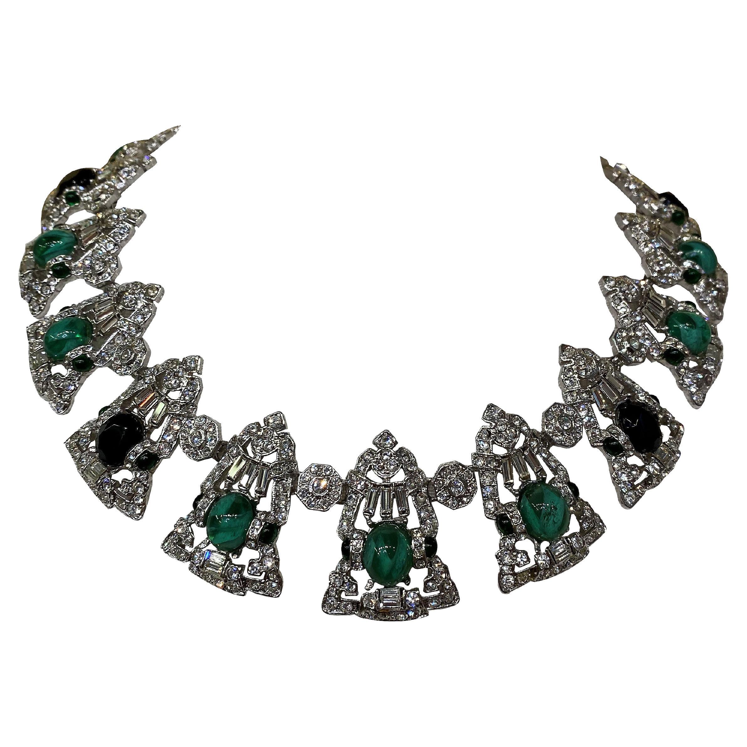 Carlo Zini Emerald Collier For Sale
