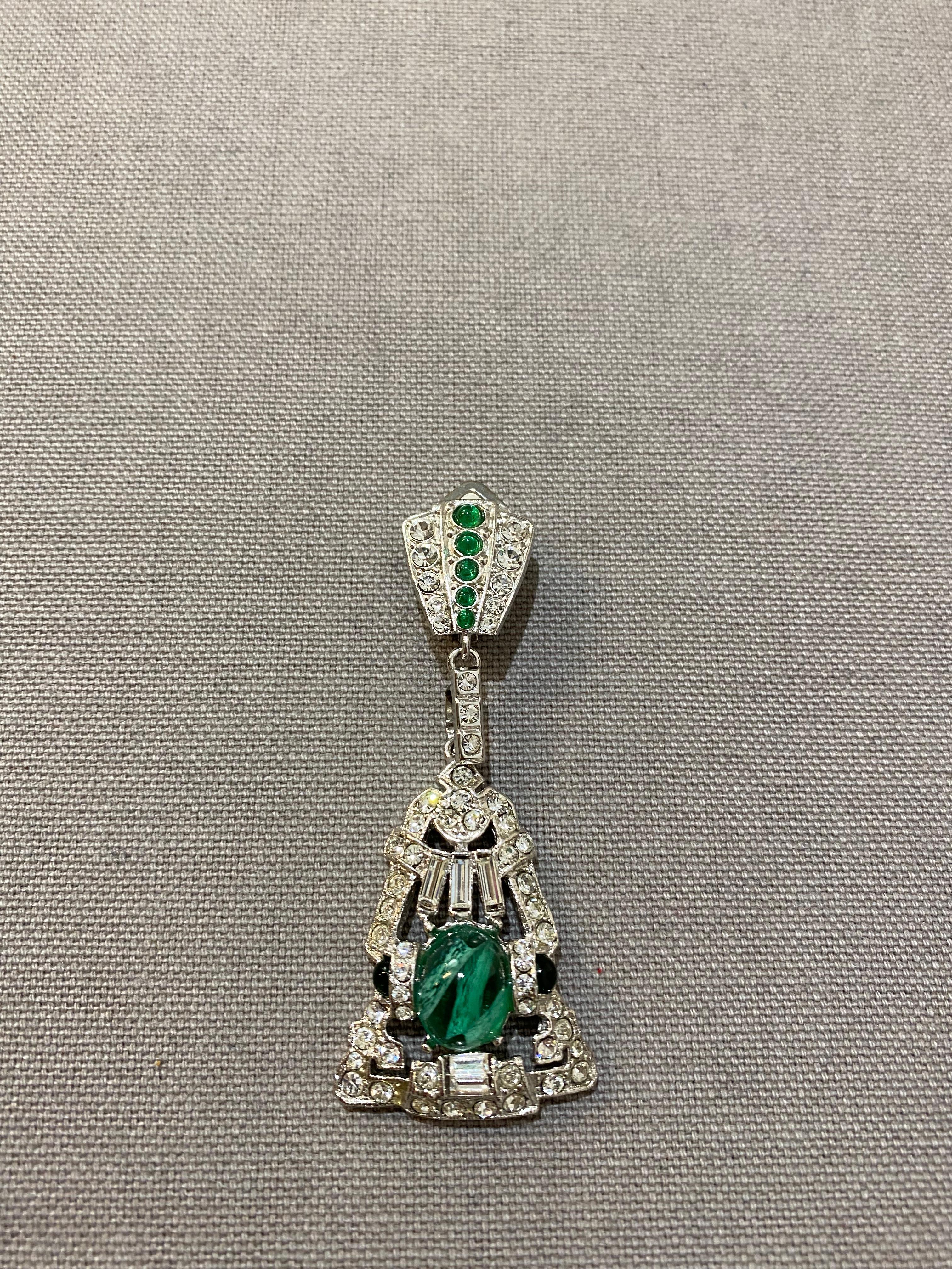 Carlo Zini Emerald Deco Pendants In New Condition For Sale In Gazzaniga (BG), IT