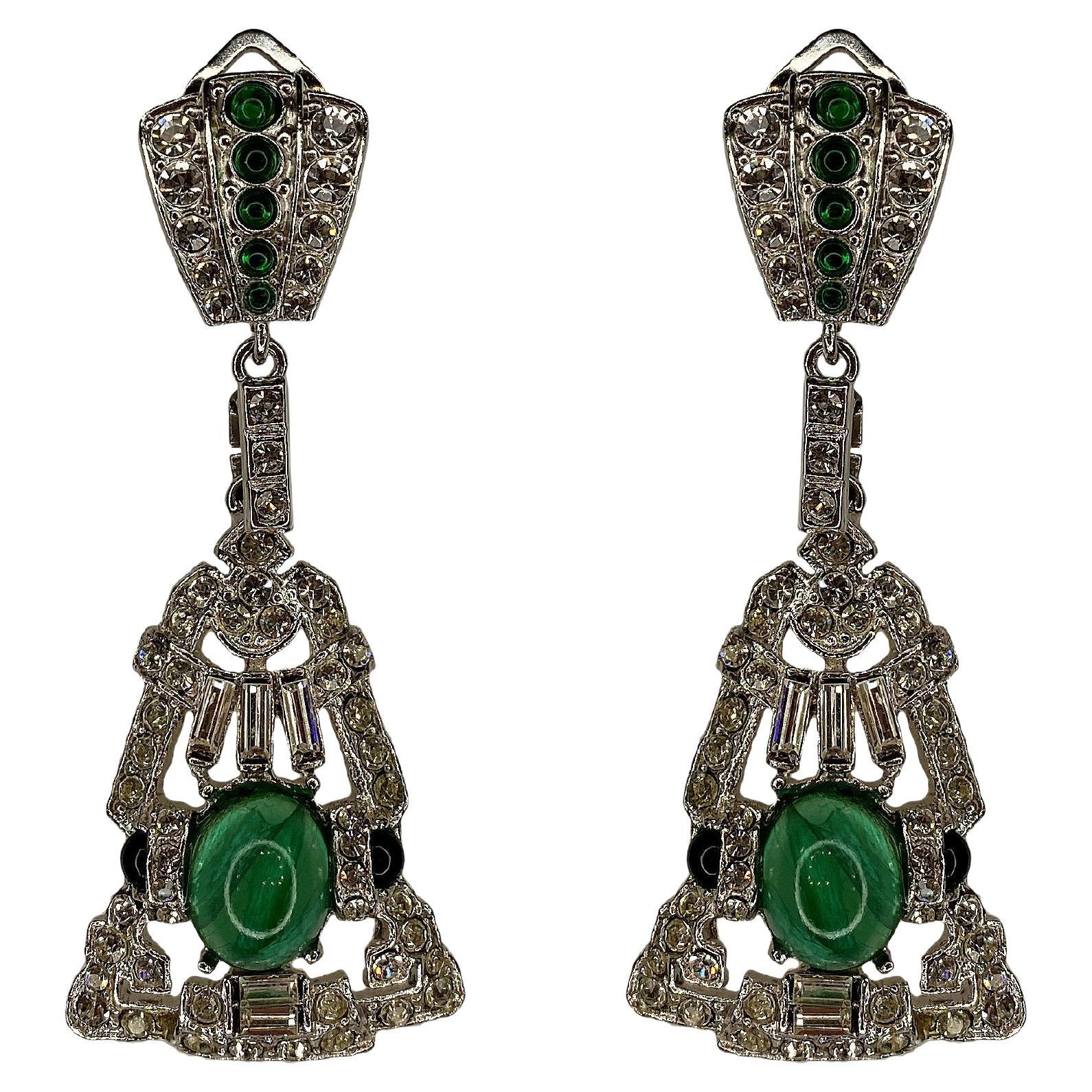 Carlo Zini Emerald Deco Pendants For Sale