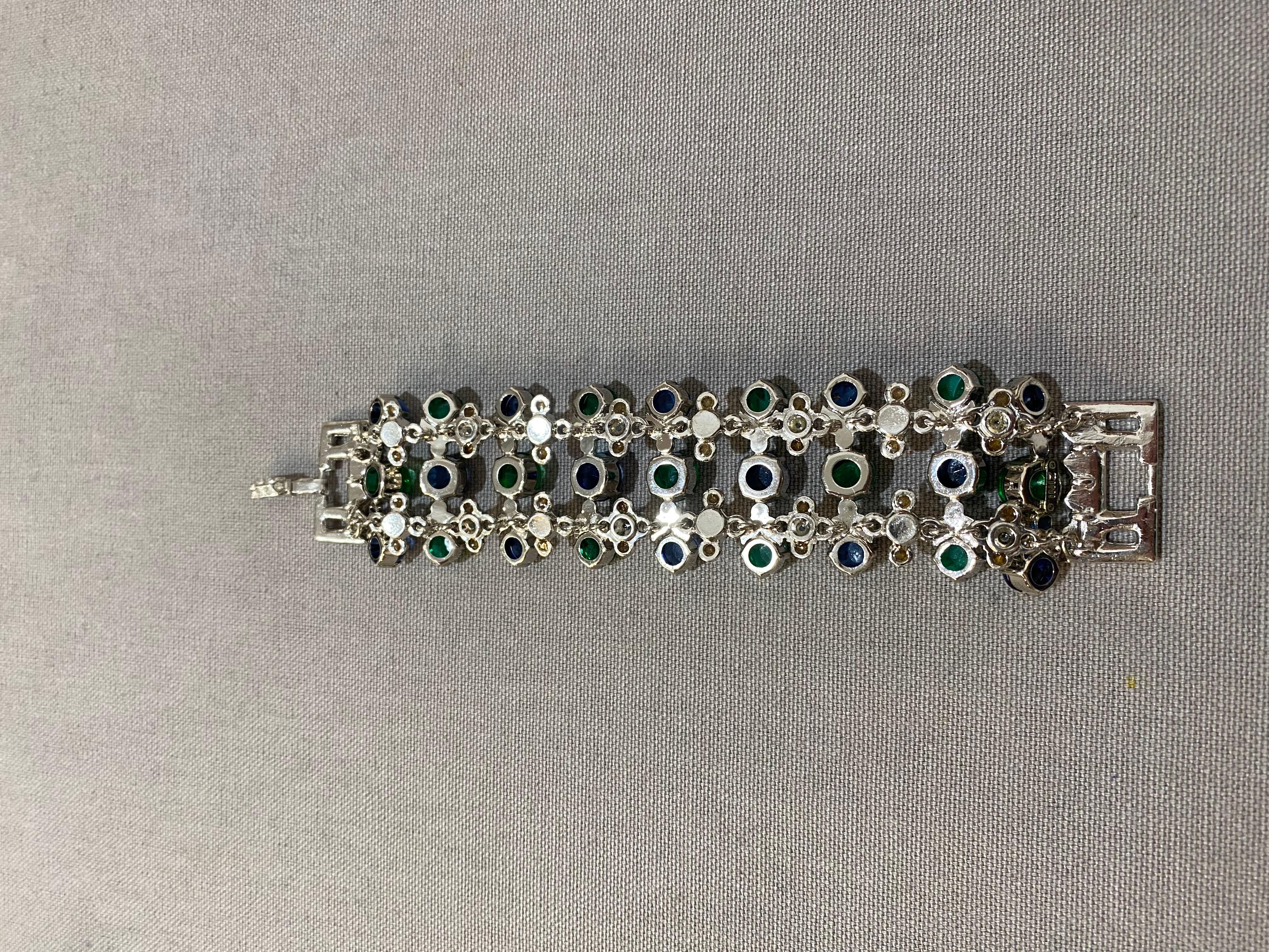Carlo Zini Emerald & Sapphire Bracelet In New Condition For Sale In Gazzaniga (BG), IT