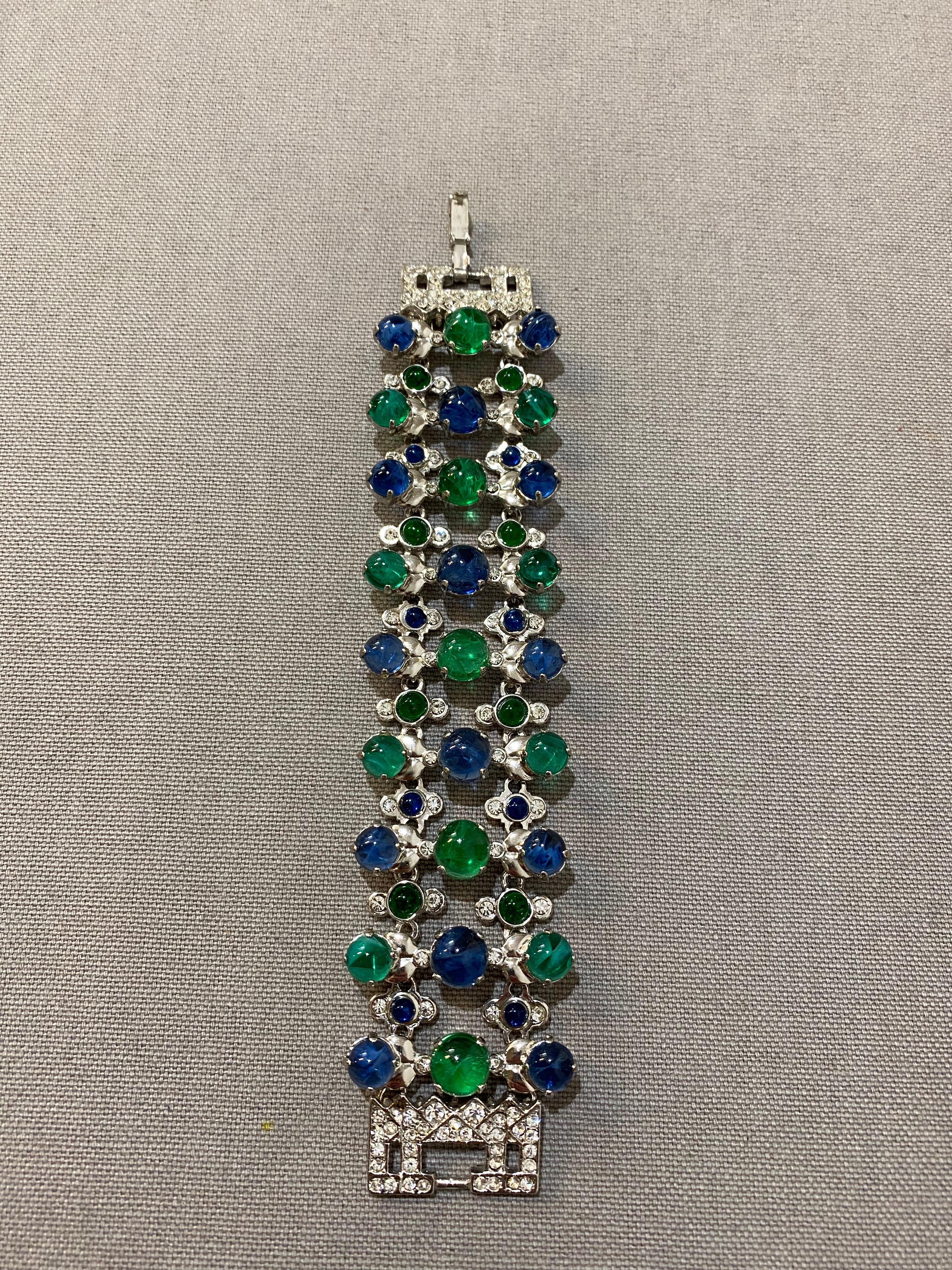 Women's Carlo Zini Emerald & Sapphire Bracelet For Sale