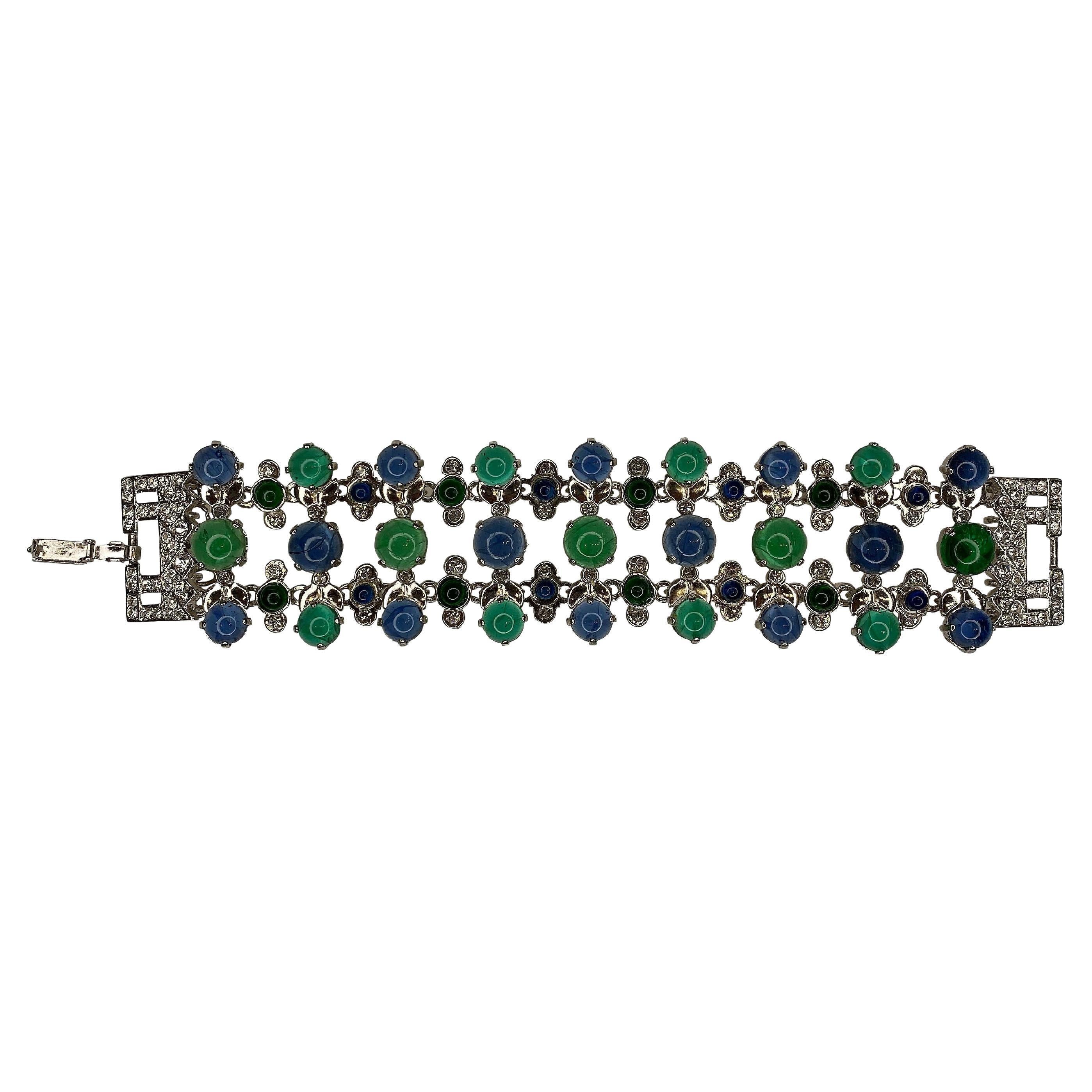 Carlo Zini Emerald & Sapphire Bracelet For Sale