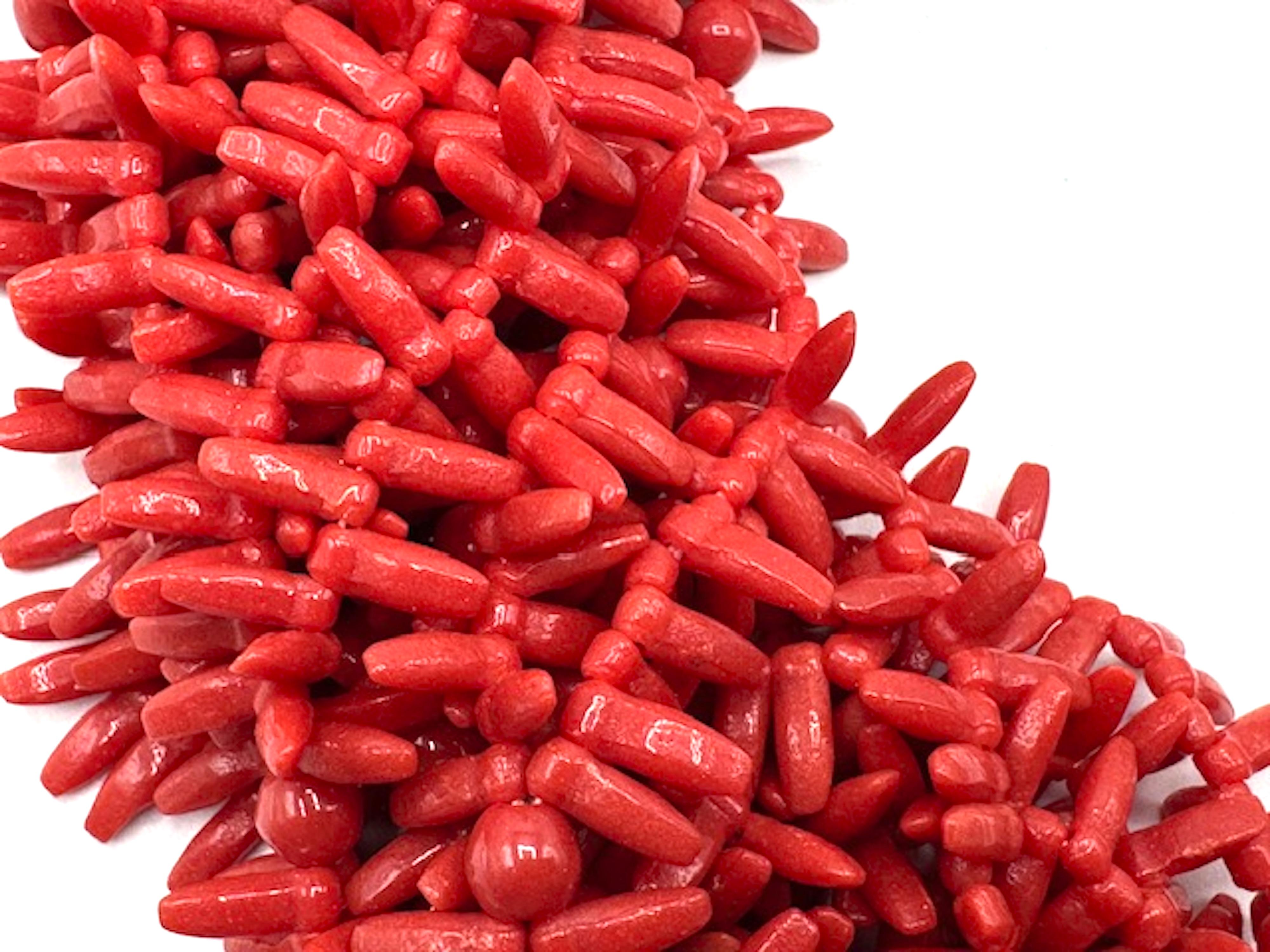 Carlo Zini Faux Sicilian Coral, Sivler & Rhinestone Multi Strand Necklace For Sale 11