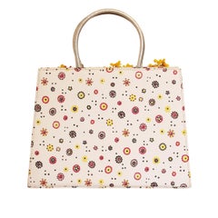 Carlo Zini Floral Jewel Bag with Swarovski Crystals in White