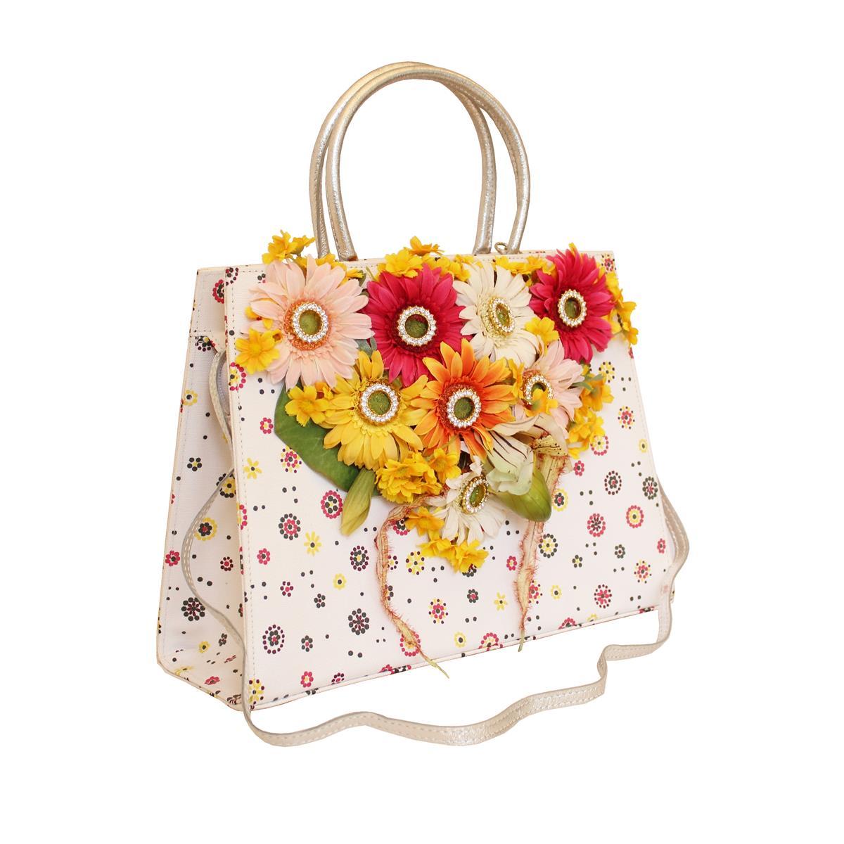 Carlo Zini Floral Jewel Bag In New Condition For Sale In Gazzaniga (BG), IT