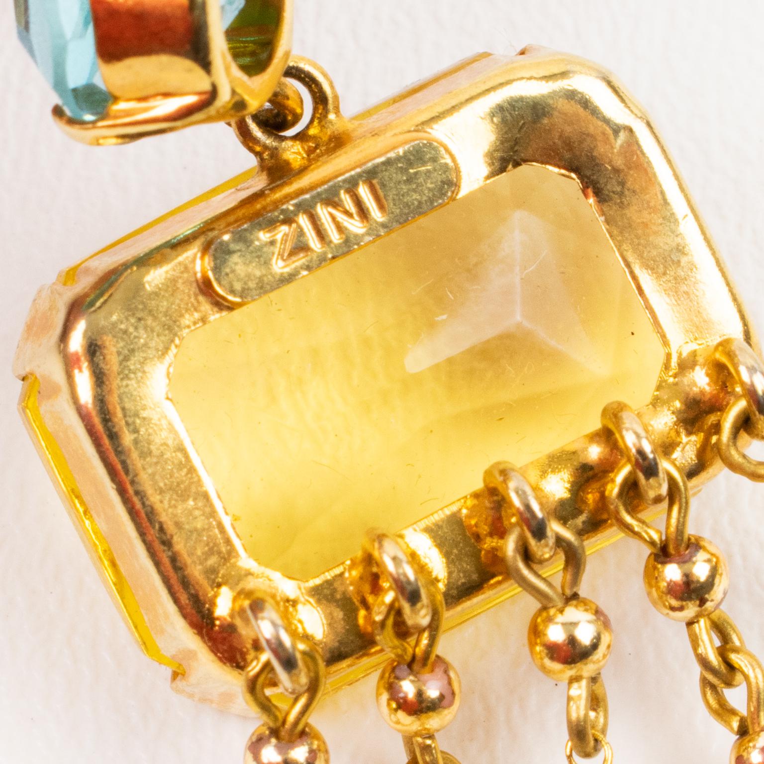 Carlo Zini Milano, clips d'oreilles à bijoux en aigue-marine et topaze surdimensionnés Pour femmes en vente