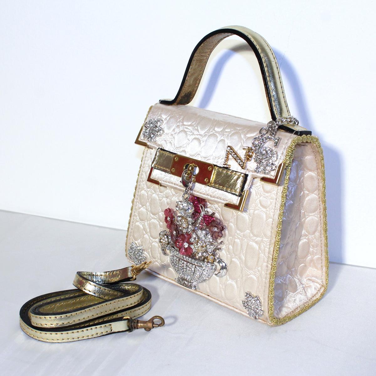 Beige Carlo Zini Mini Jewel bag For Sale