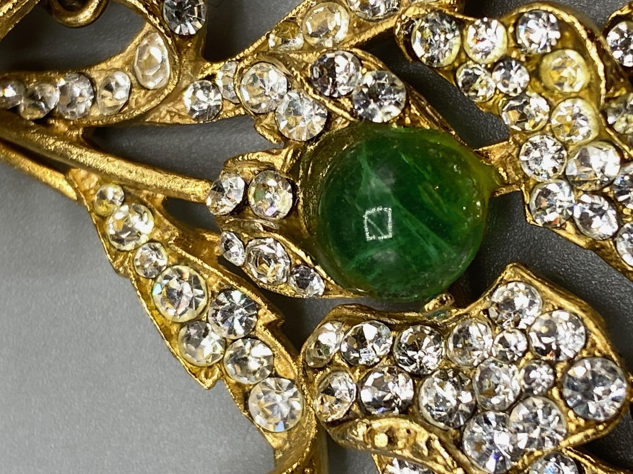Carlo Zini of Italy Red, Blue & Green Cabochon Rhinestone Floral Necklace 4