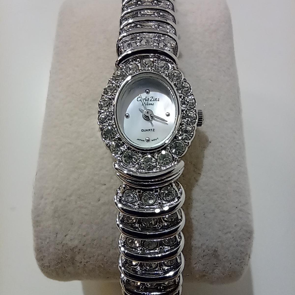 Women's Carlo Zini Rhodium Jewel Watch For Sale