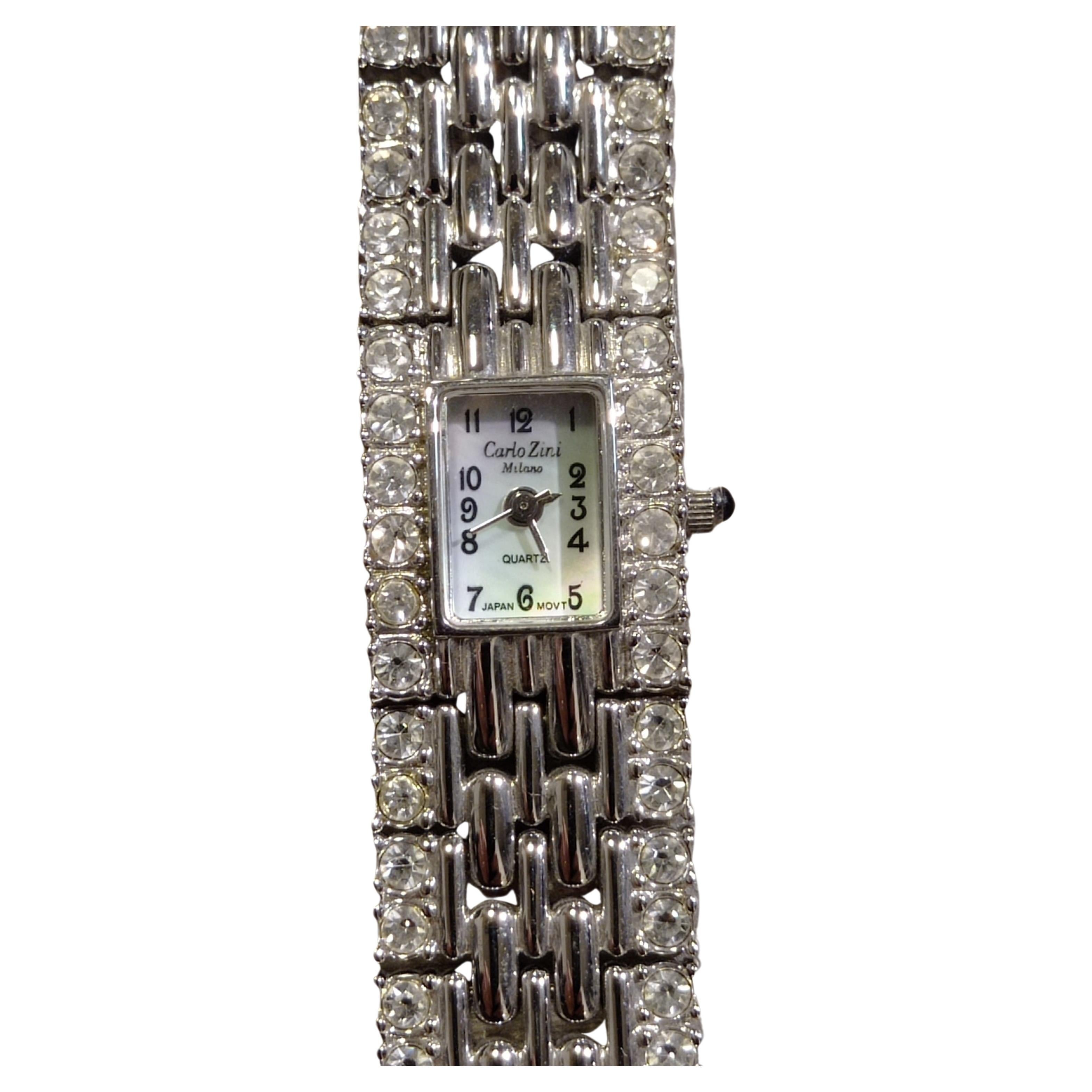 Carlo Zini Rhodium Jewel Watch For Sale