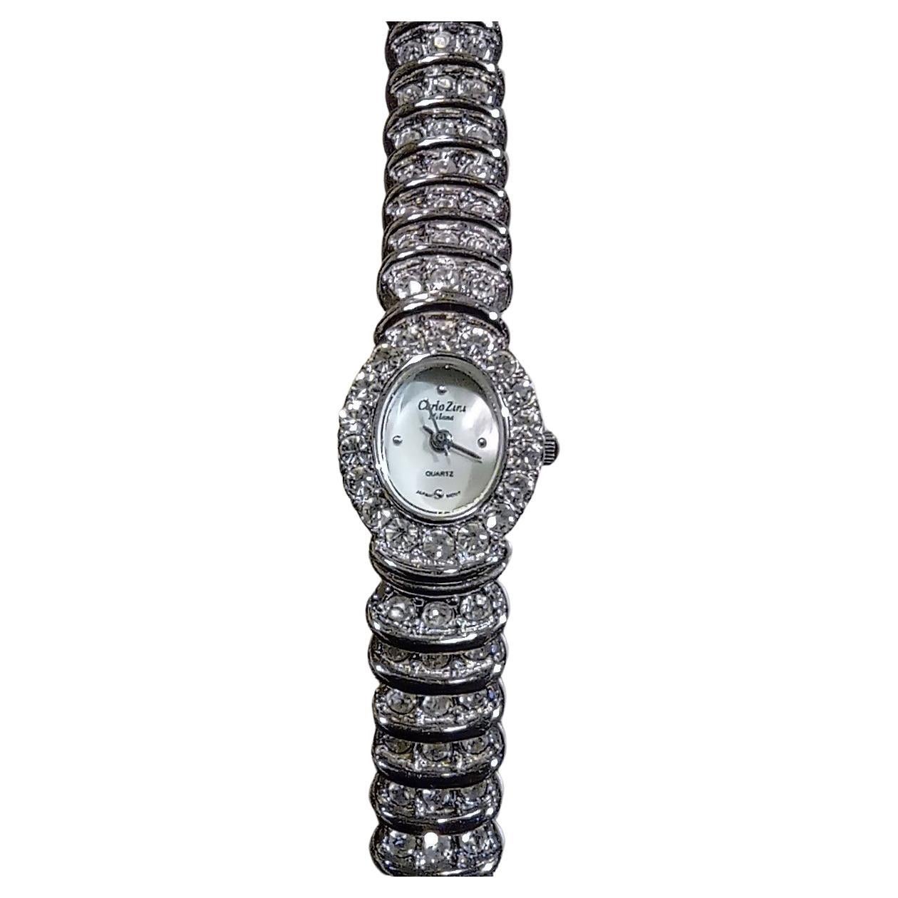 Carlo Zini Rhodium Jewel Watch For Sale