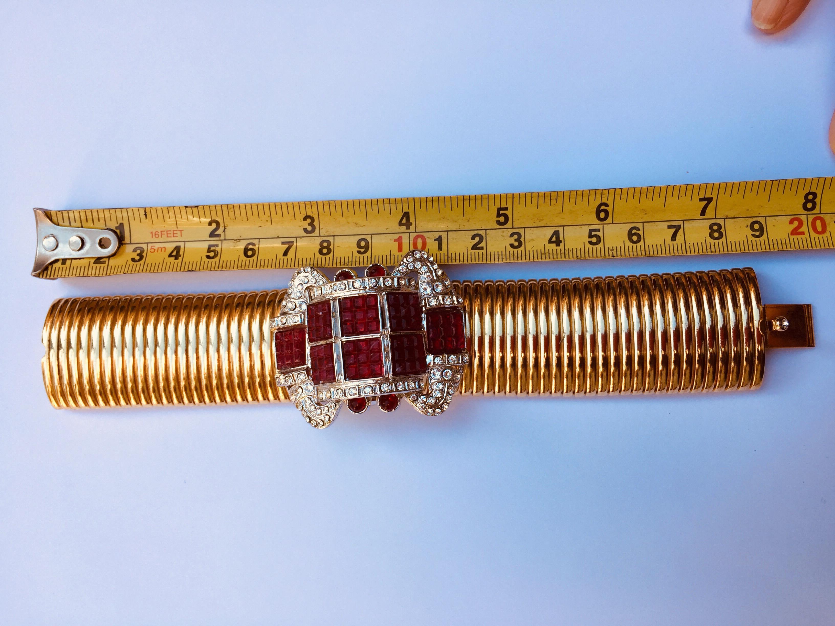 Carlo Zini Tubogas Bracelet with Red Strass and Crystal In Good Condition In Milan, IT