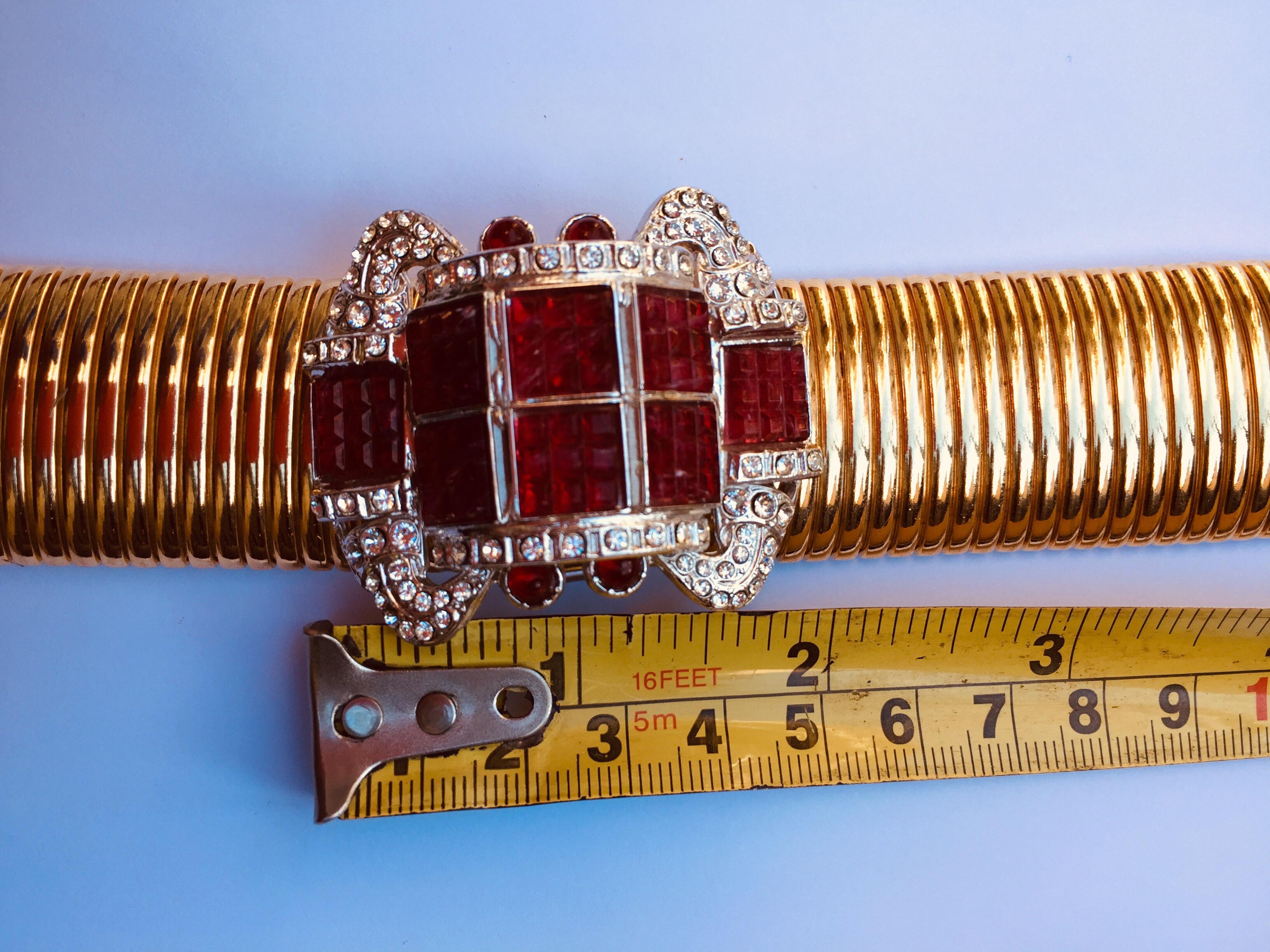 Late 20th Century Carlo Zini Tubogas Bracelet with Red Strass and Crystal