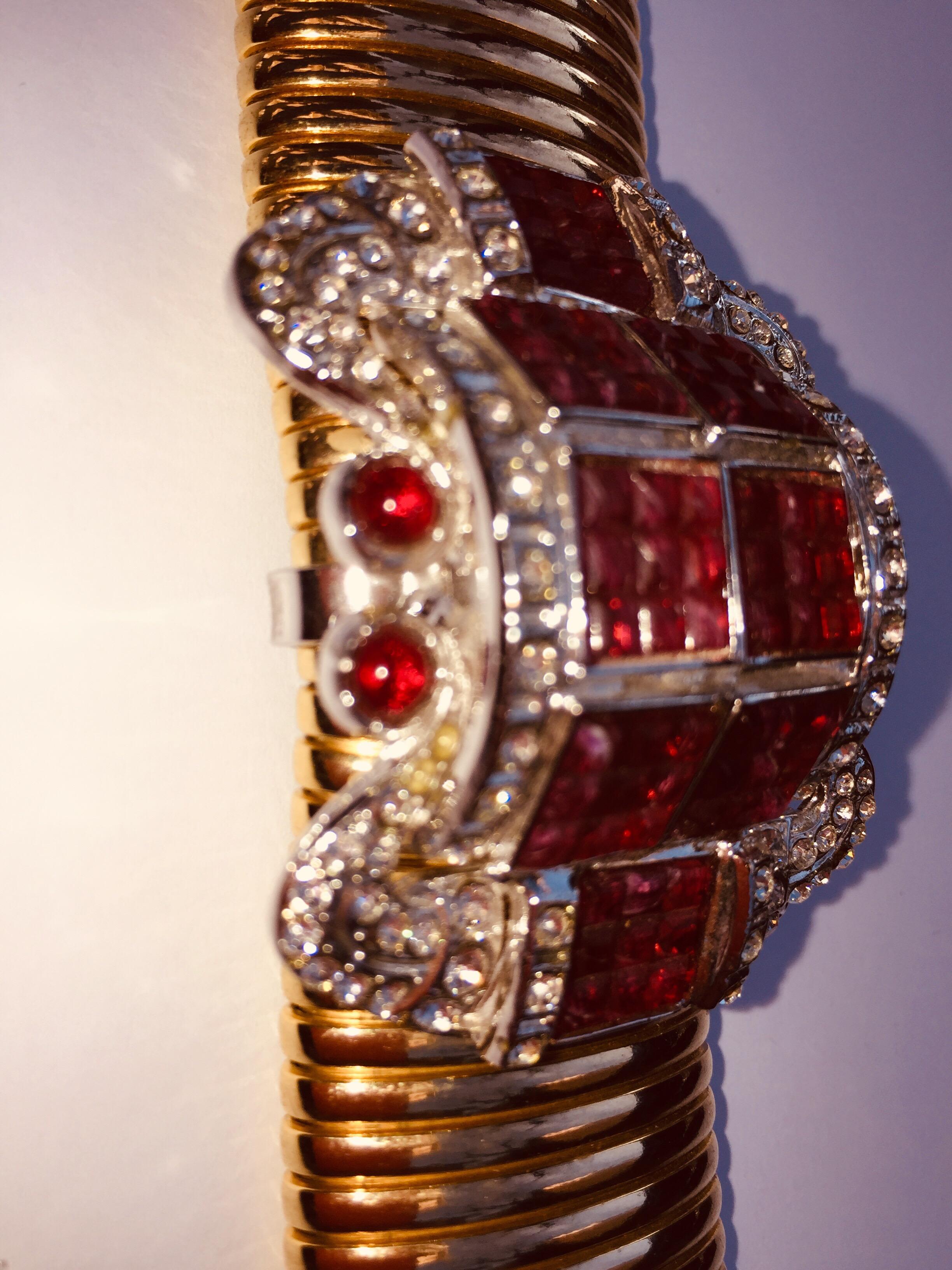 Carlo Zini Tubogas Bracelet with Red Strass and Crystal 1