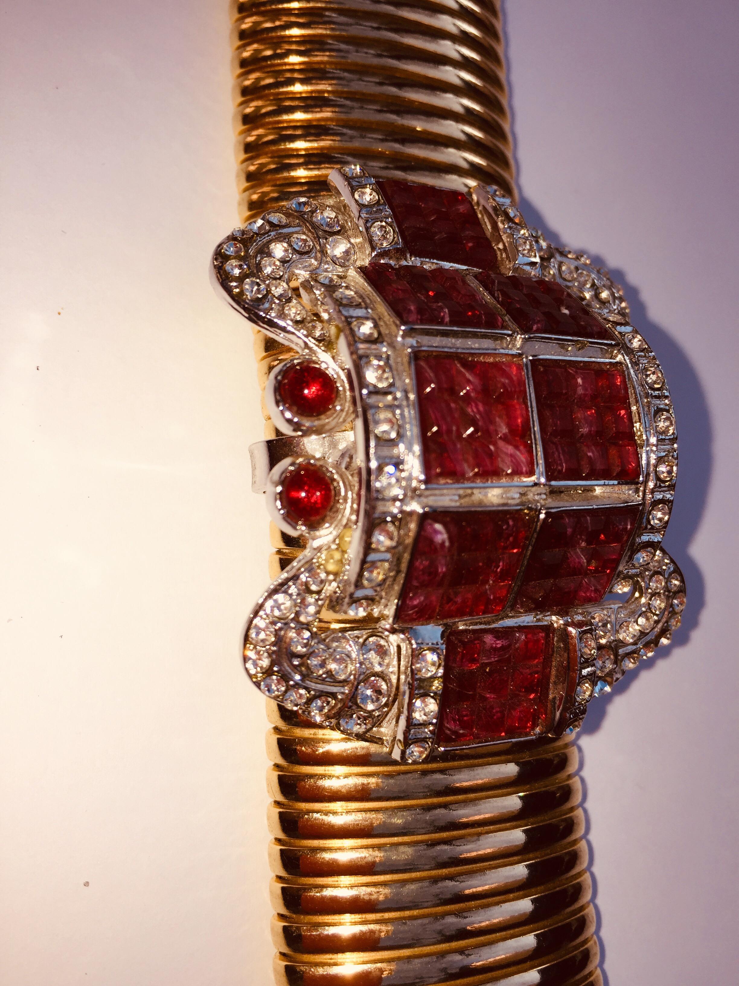 Carlo Zini Tubogas Bracelet with Red Strass and Crystal 2