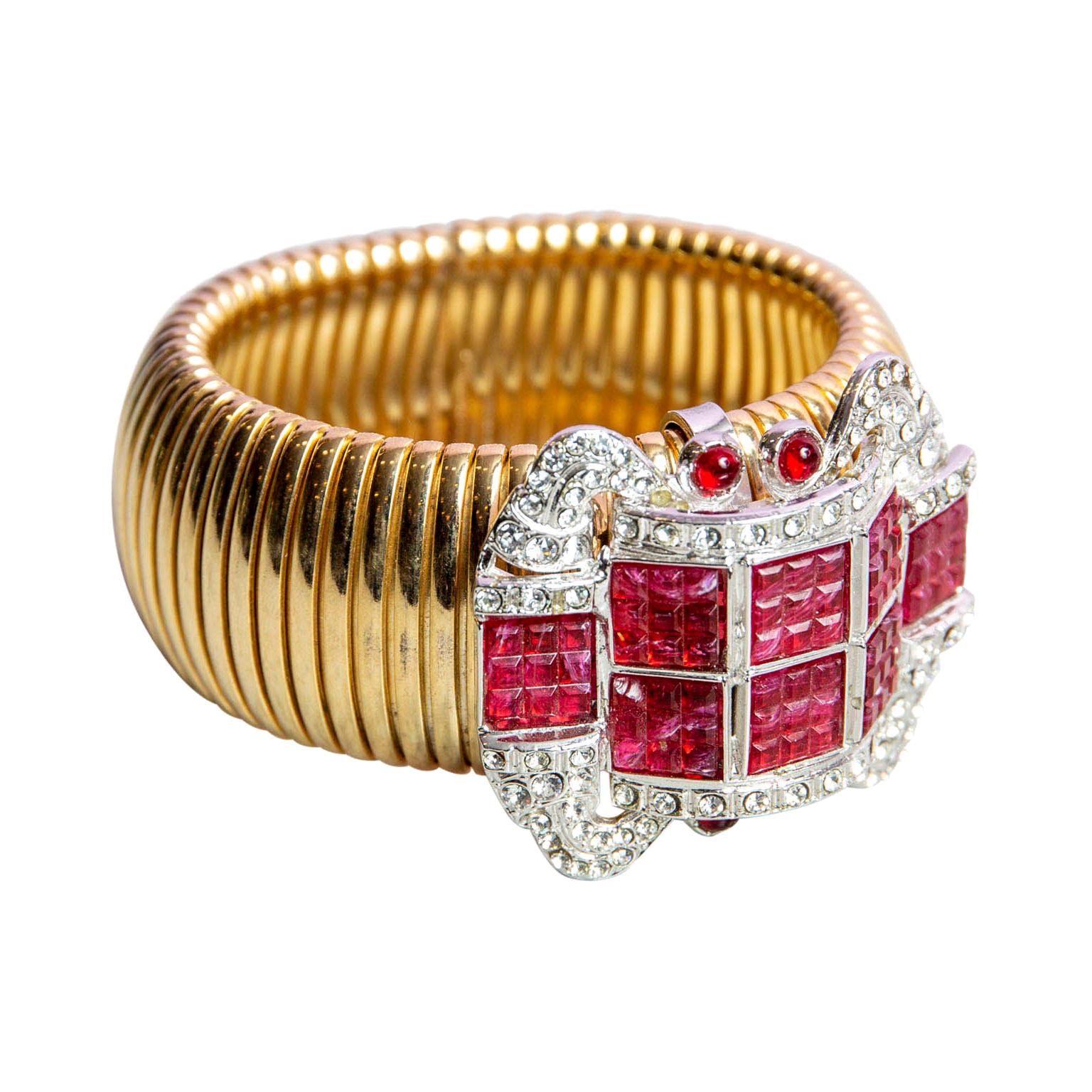 Carlo Zini Tubogas Bracelet with Red Strass and Crystal