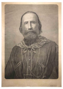 Portrait of Garibaldi - Etching by Carlo Zoppellari - 1862