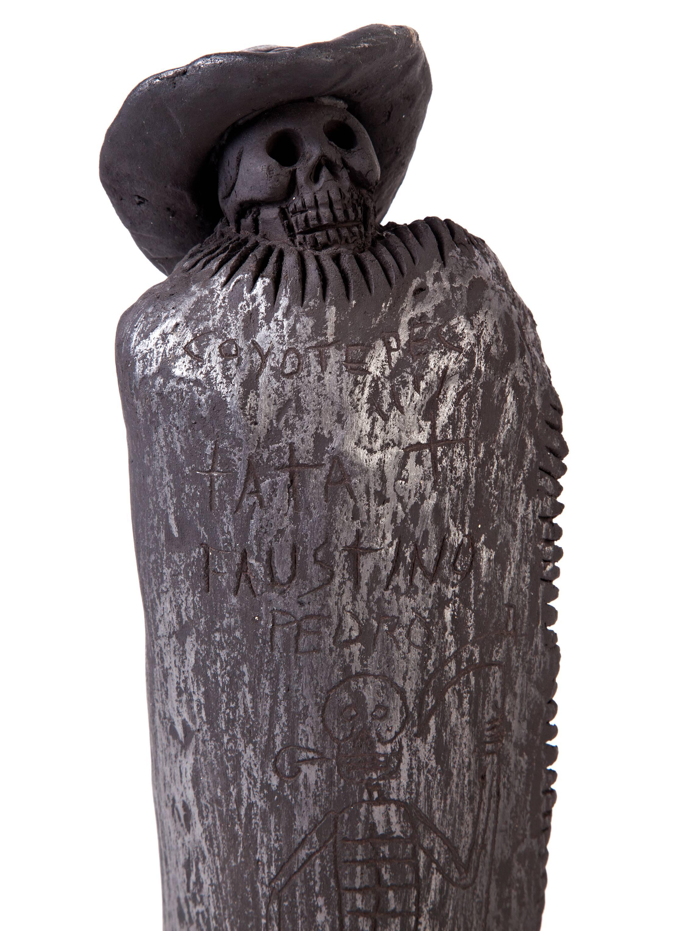 Los Tres Señores / Ceramics Black Clay Mexican Folk Art - Sculpture by Carlomagno Pedro Martinez 
