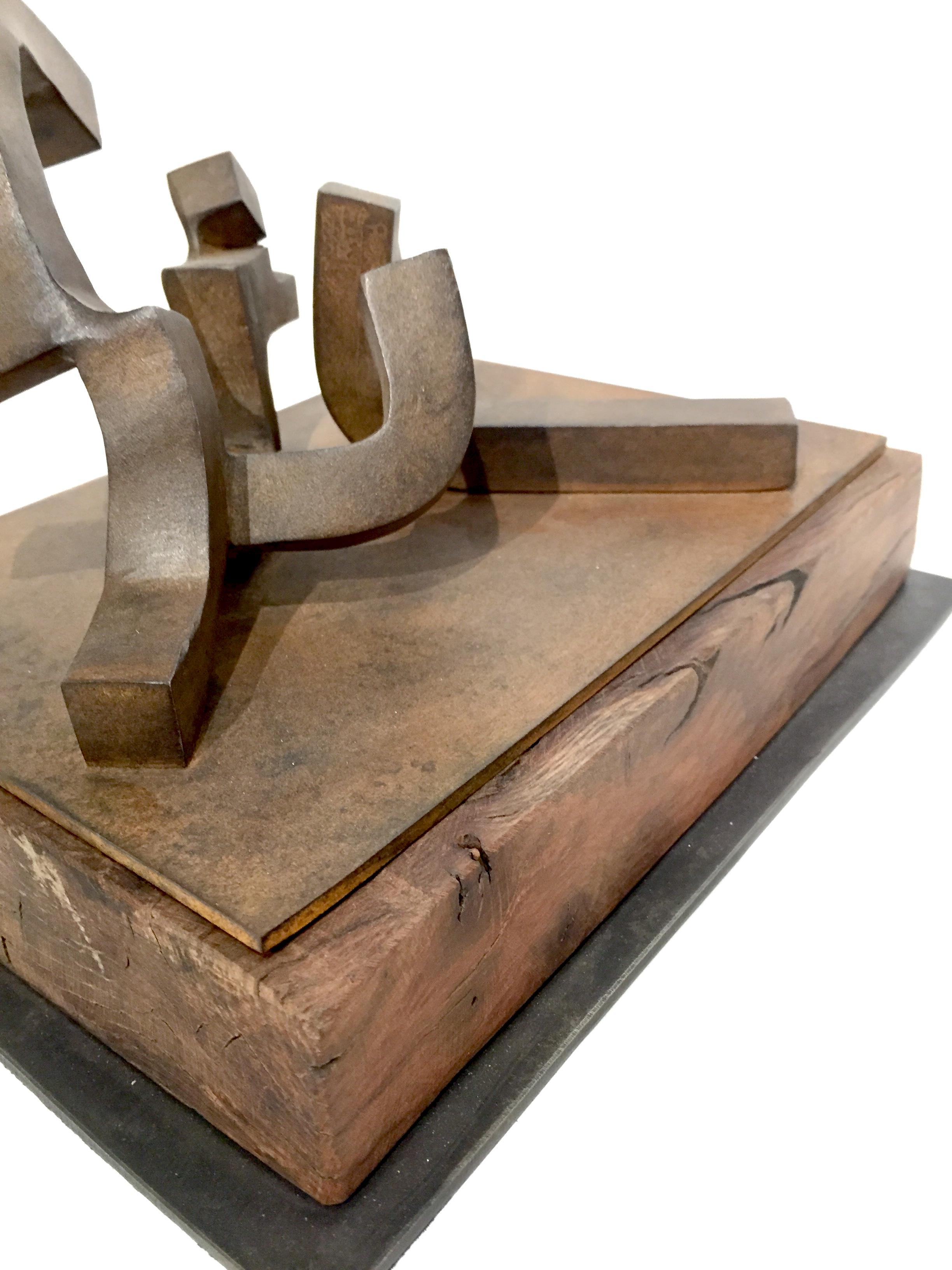 Macareo, Forged Steel and Oak Sculpture, Spanish, 2016 3