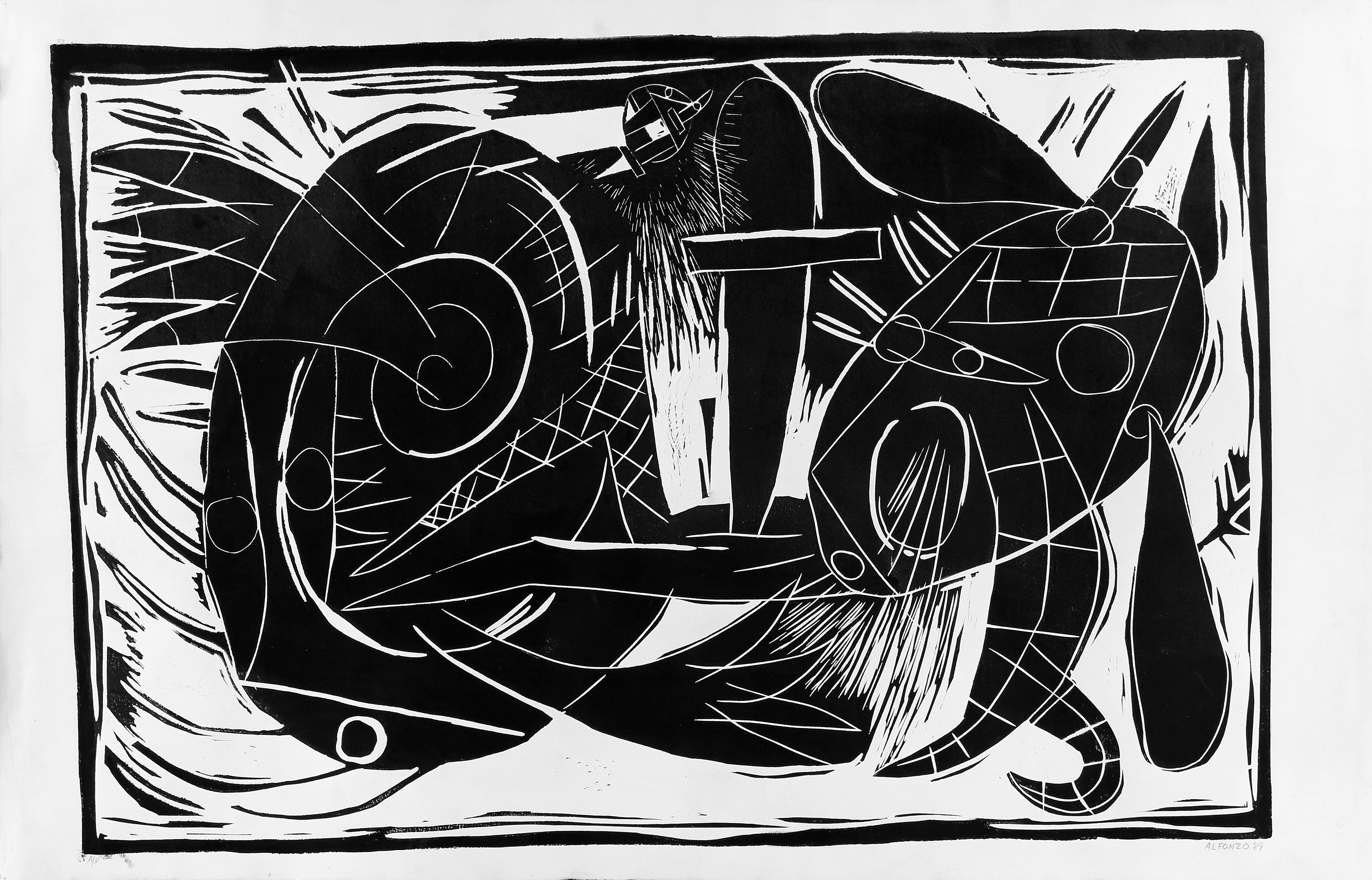 Carlos Alfonzo Abstract Print – Ohne Titel 1988 Künstlerexemplar