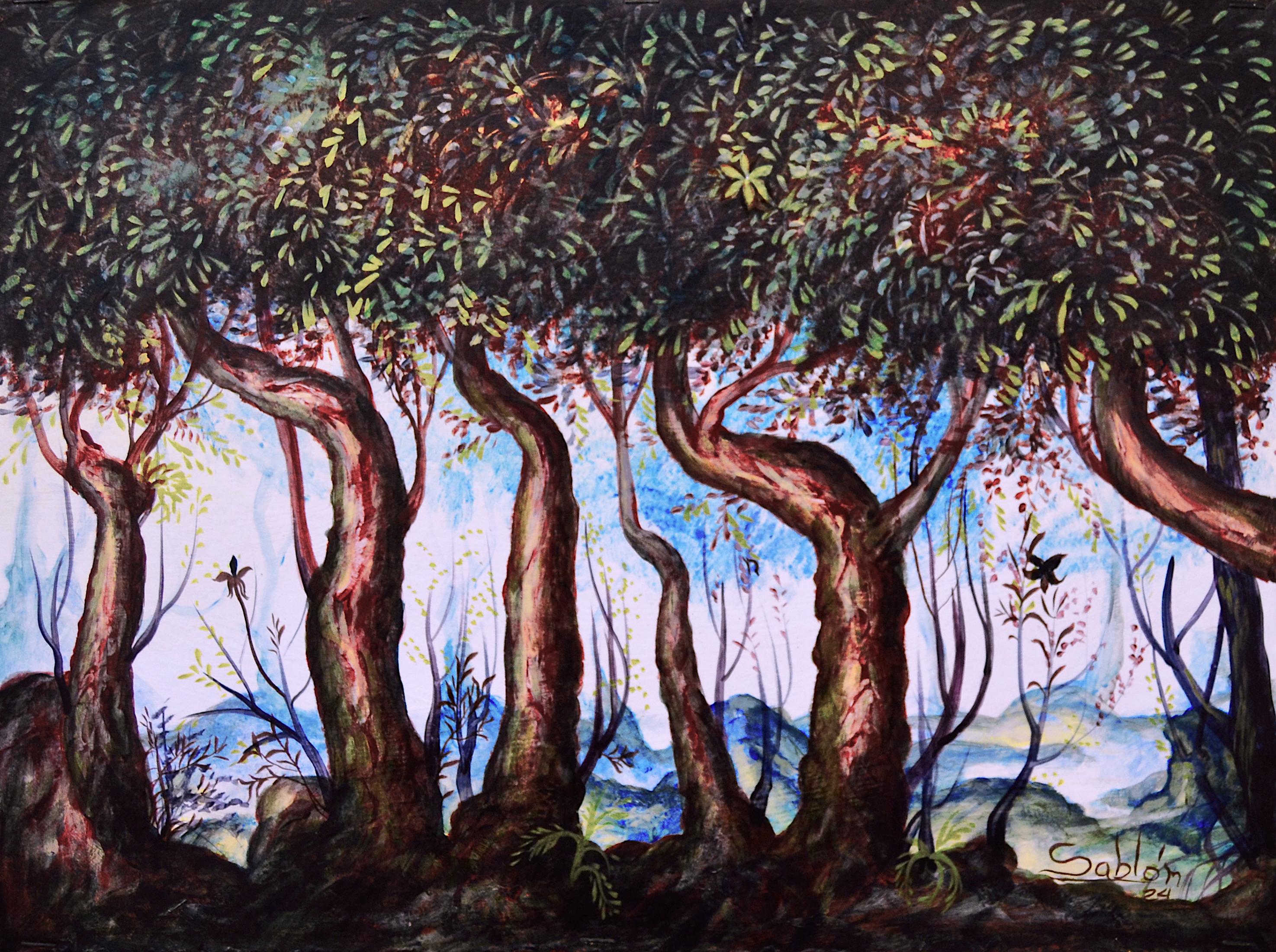 Carlos Antonio Sablon Perez Figurative Painting - Cuban Contemporary Art by Carlos Sablon - Paysage Onirique VIII