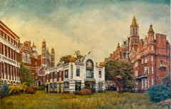Vintage Chelsea Capriccio - original surreal London cityscape painting- contemporary art