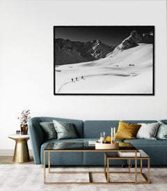Enroute - Large Mountain Skiing Black & White Art Photography
