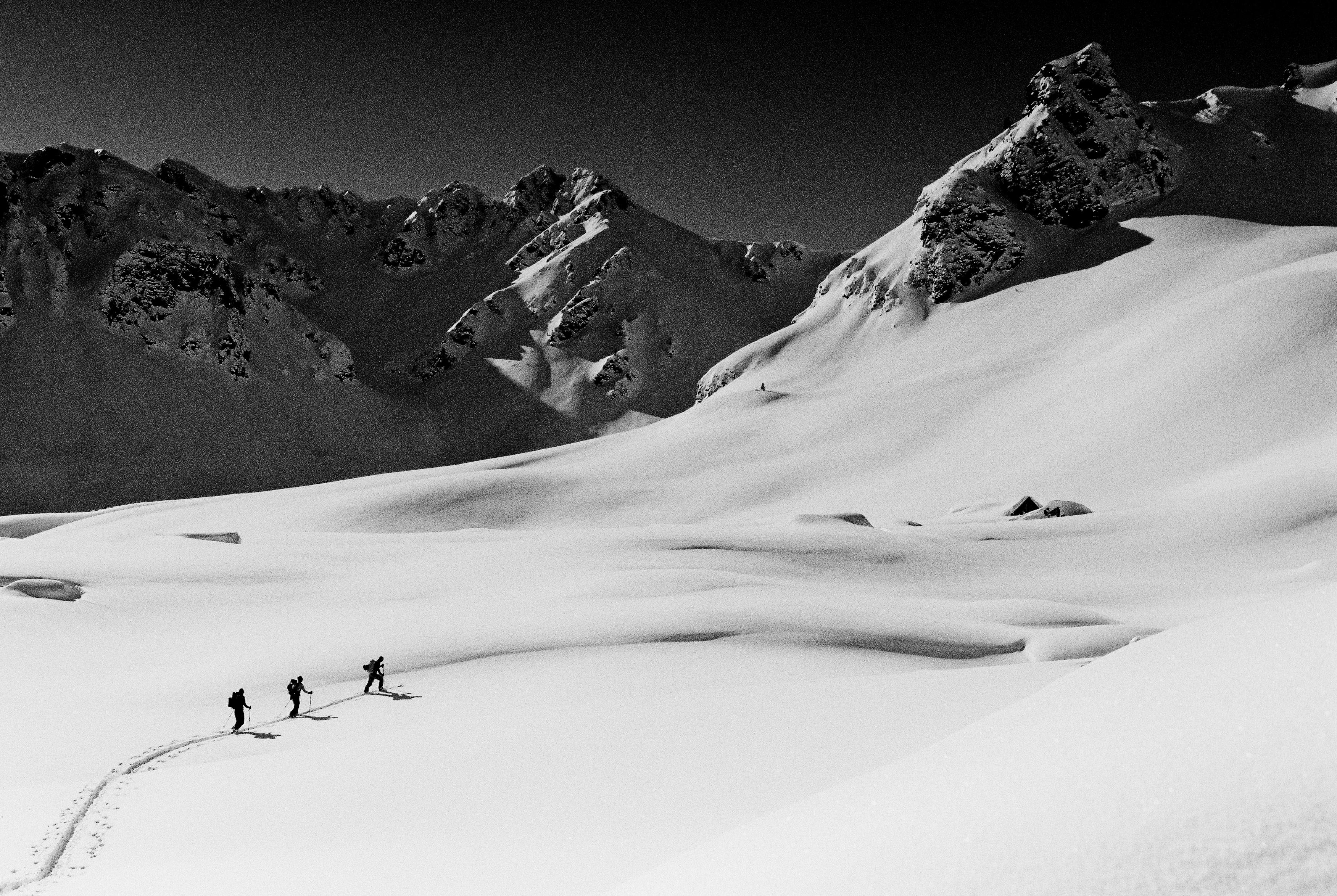 Carlos Blanchard Black and White Photograph - Albania - Mountain Skiing Black & White Art Photography