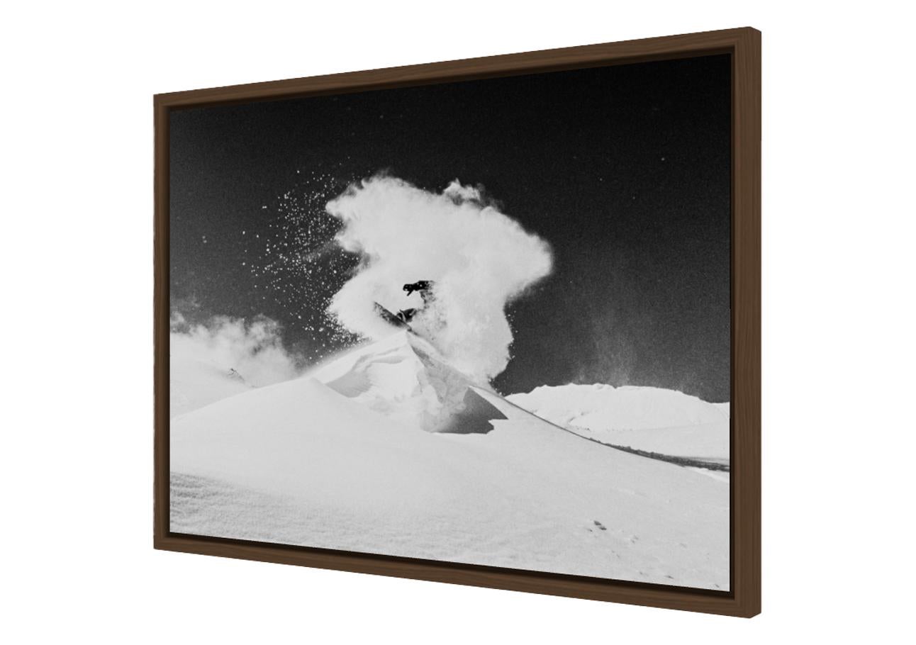 Snowdance - Mountain Snowboarding Black & White Art Photography - Gray Landscape Photograph by Carlos Blanchard