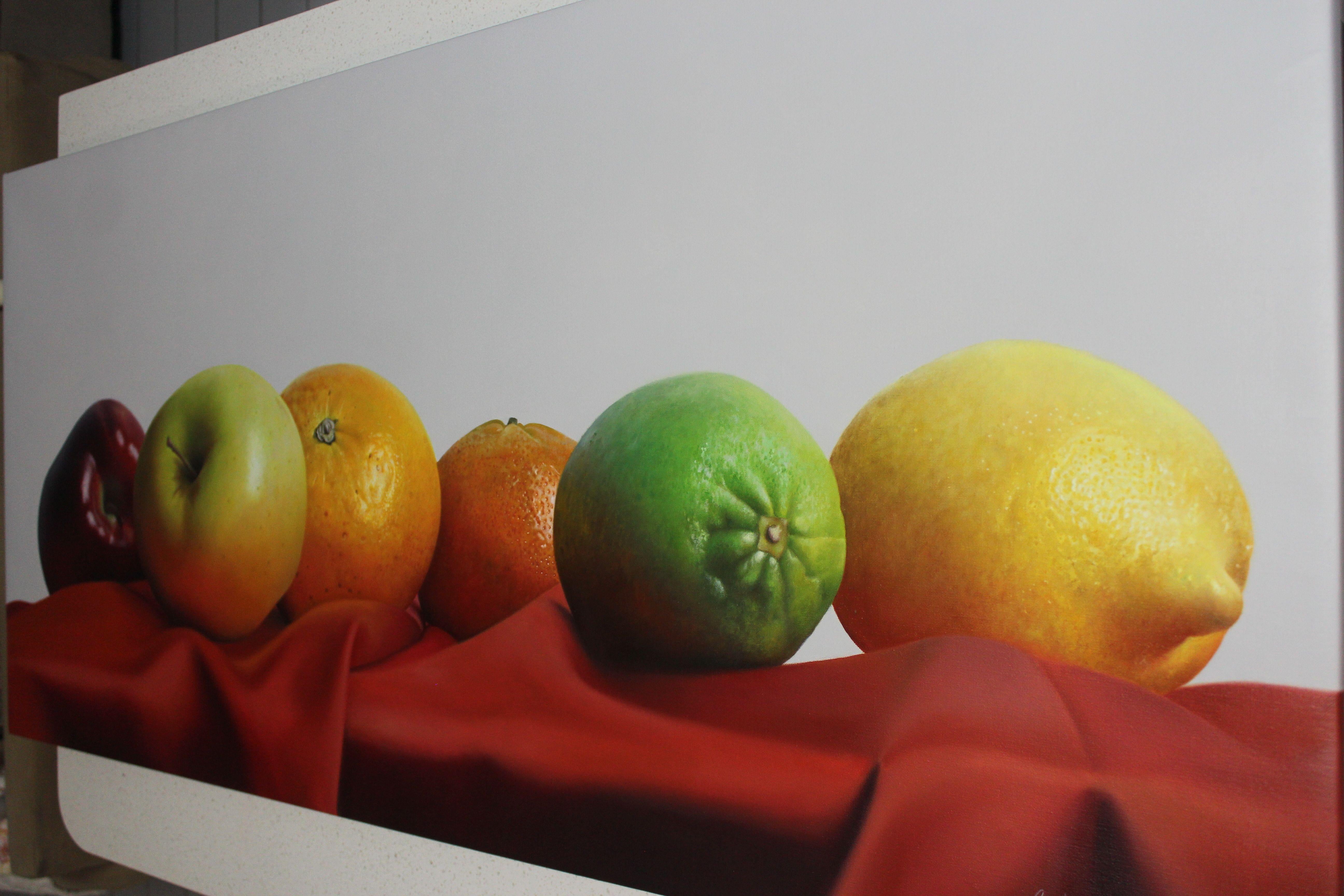 Frutas frescas, Pintura, Óleo sobre lienzo - Painting Fotorrealista de Carlos Bruscianelli
