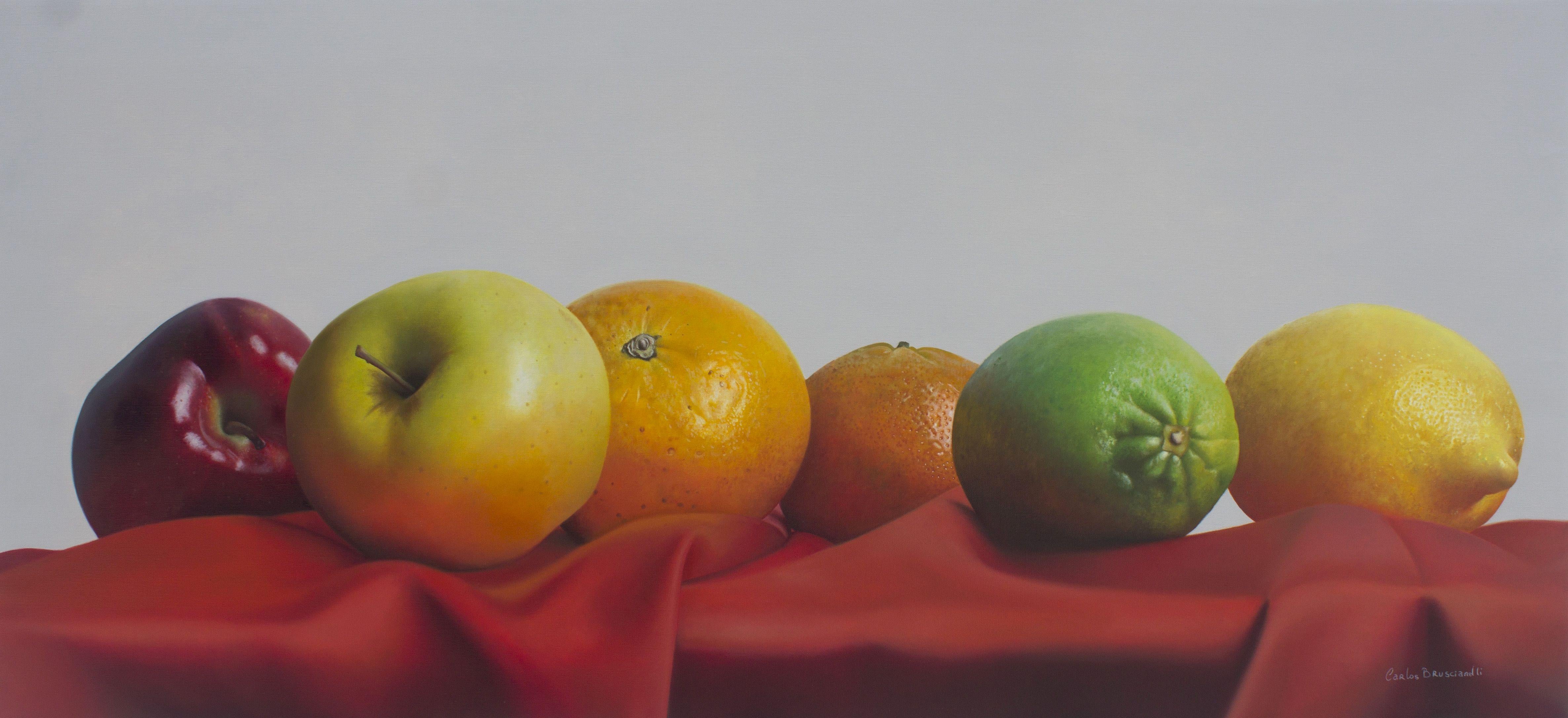 Frutas frescas, Pintura, Óleo sobre lienzo - Painting de Carlos Bruscianelli