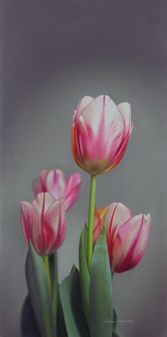 Tulips III, Gemälde, Öl auf Holzplatte
