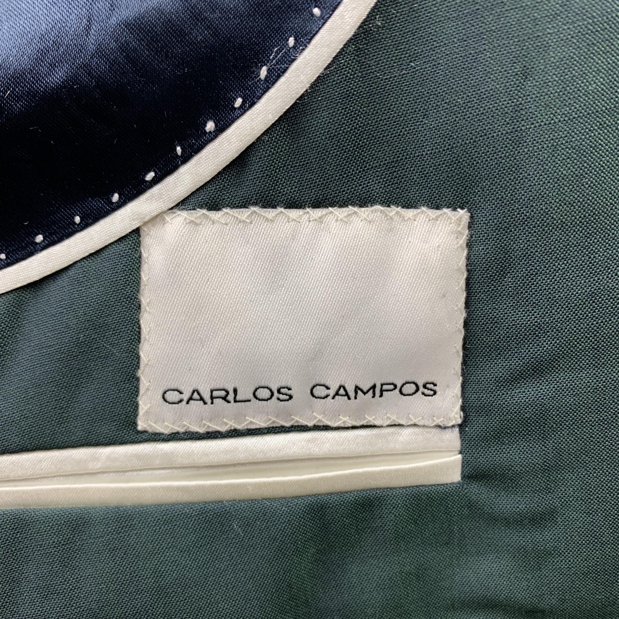 CARLOS CAMPOS Size 38 Forest Green Solid Wool Double Breasted Vest 2