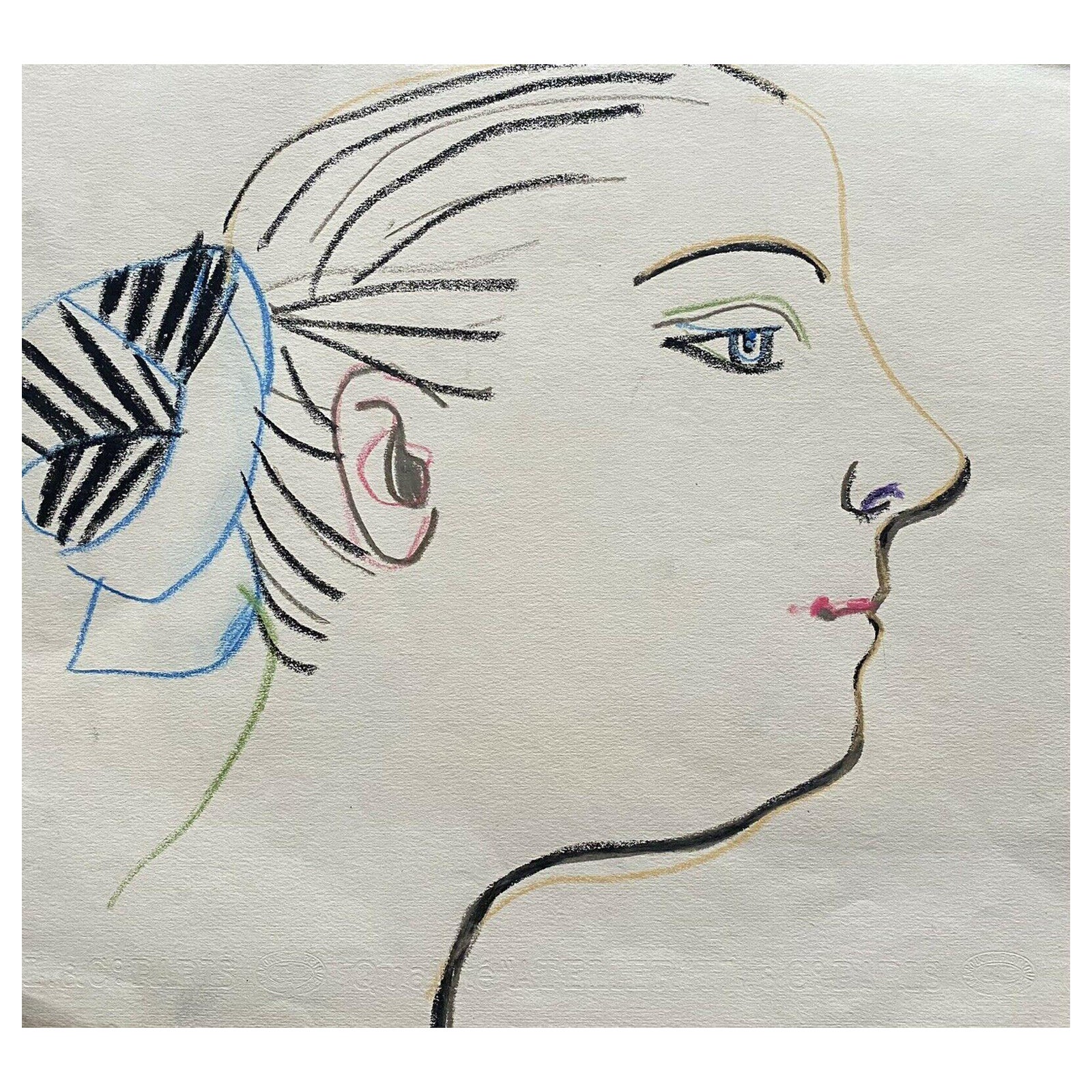 Carlos Carnero, Original 1950's Head Portrait of Young Lady