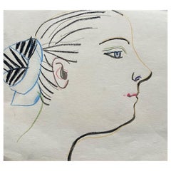 Carlos Carnero, Original 1950's Head Portrait of Young Lady