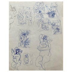 Carlos Carnero Original Ink Drawing, Figure Sketches Doodles