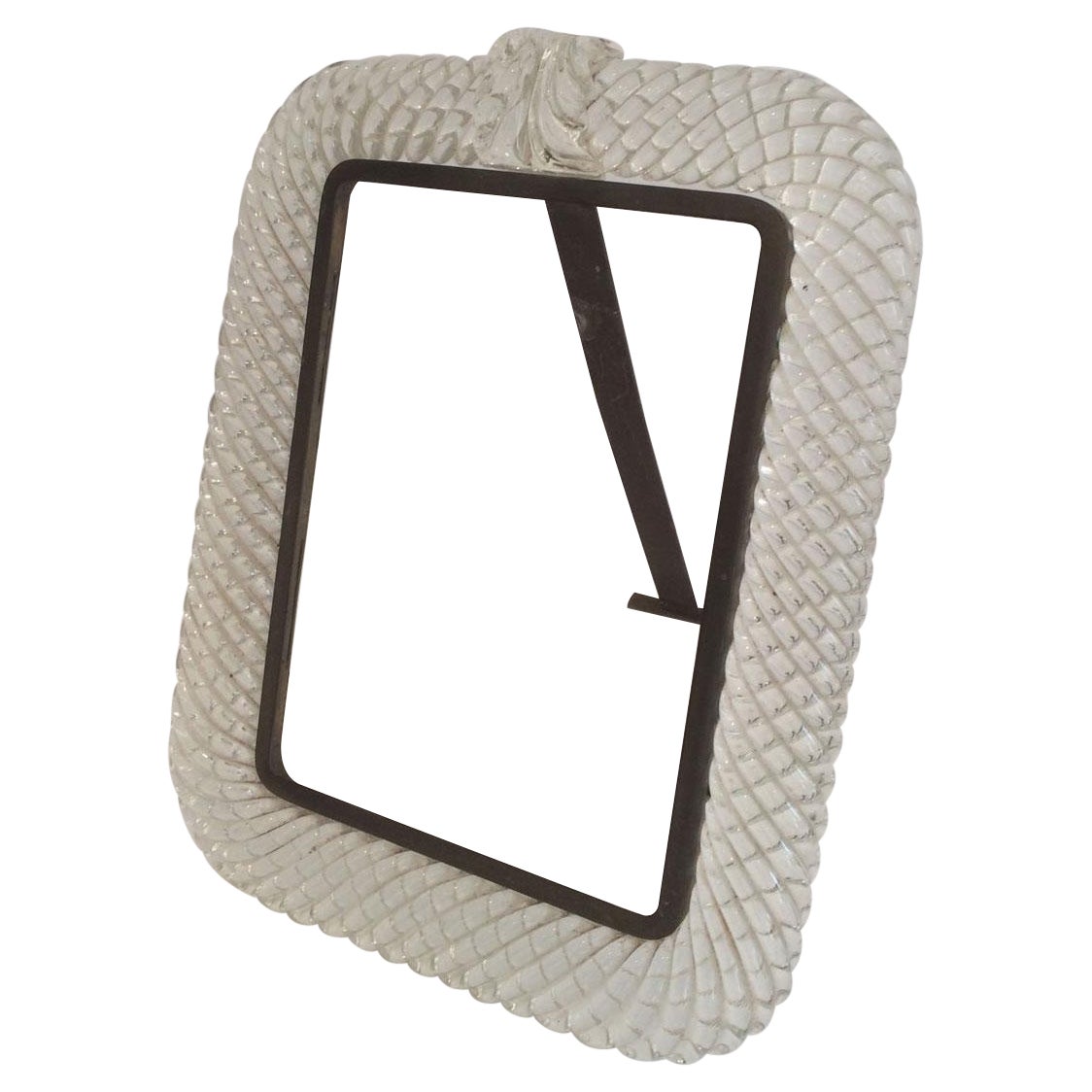 Carlos Carpa for Vetri Venini. Murano Twisted Cristal and Brass Picture Frame