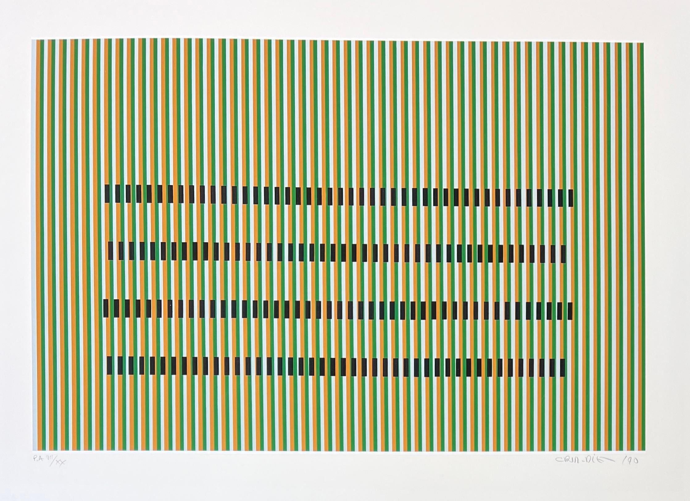 Coloured serigraphy on Arches paper, edited in 1990
Limited edition of XX copies , numbered as P.A VII/XX (Artist's proof) in lower left corner.
Hand-signed by artist in pencil in the lower right corner.

Paper size: 55,6 x 75,4 cm 
Excellent