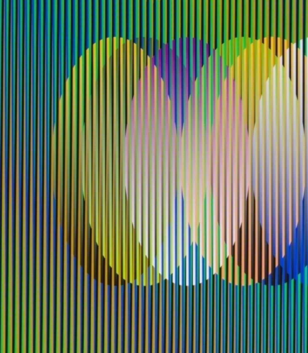 Oval 2 from the Serie Cardíaca Portfolio, Op Art Lithograph by Carlos Cruz-Diez For Sale 1