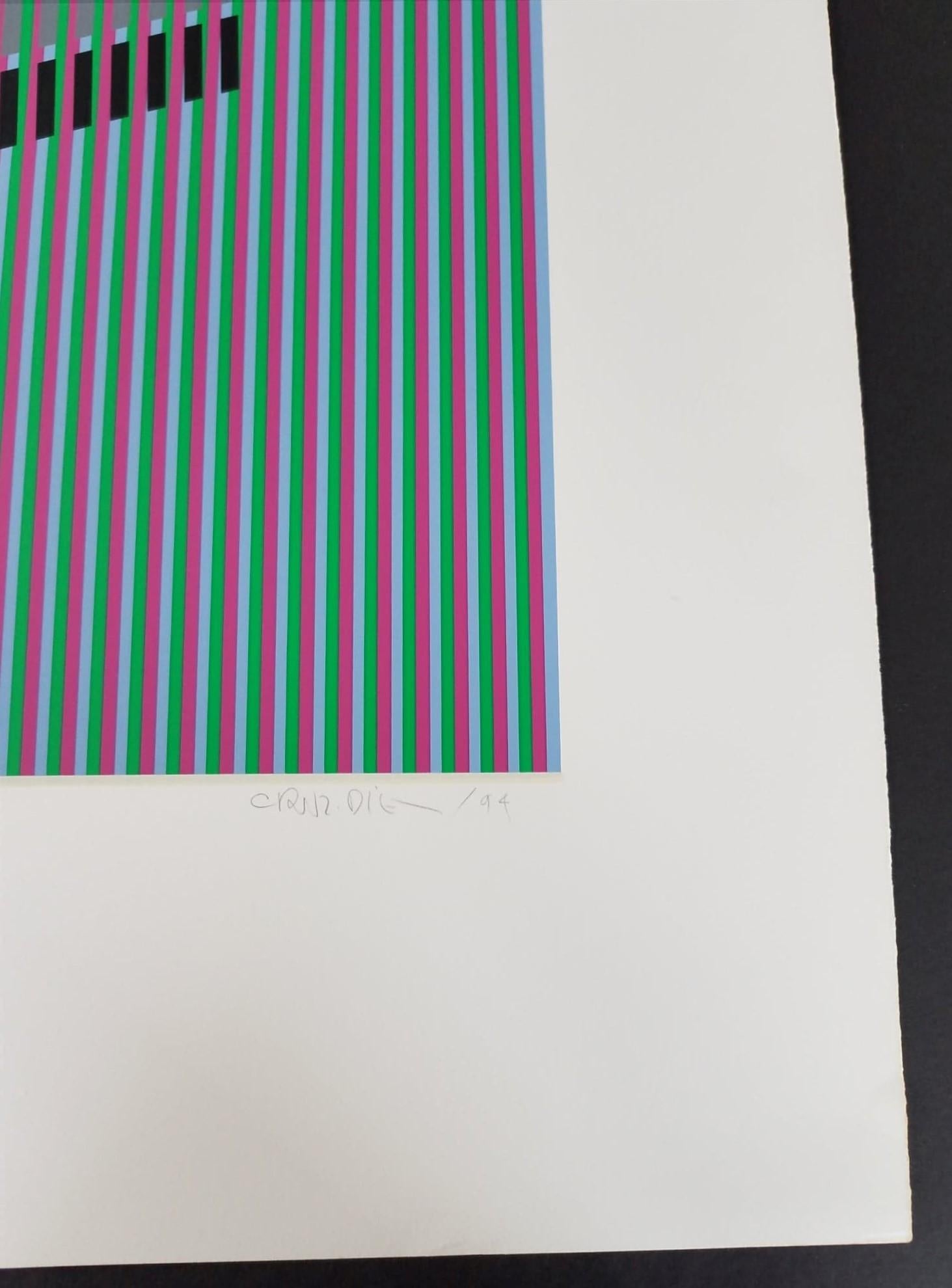 Untitled (Chromatic Induction) - Abstract Geometric Print by Carlos Cruz-Diez