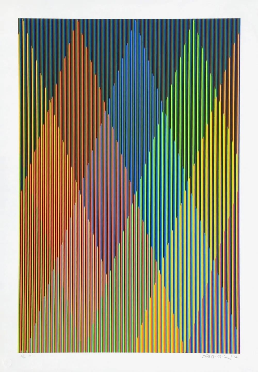 CARLOS CRUZ-DÍEZ - COULEUR ADDITIVE PERSEUS. Op Art. Edition limitée - Beige Abstract Sculpture par Carlos Cruz-Diez