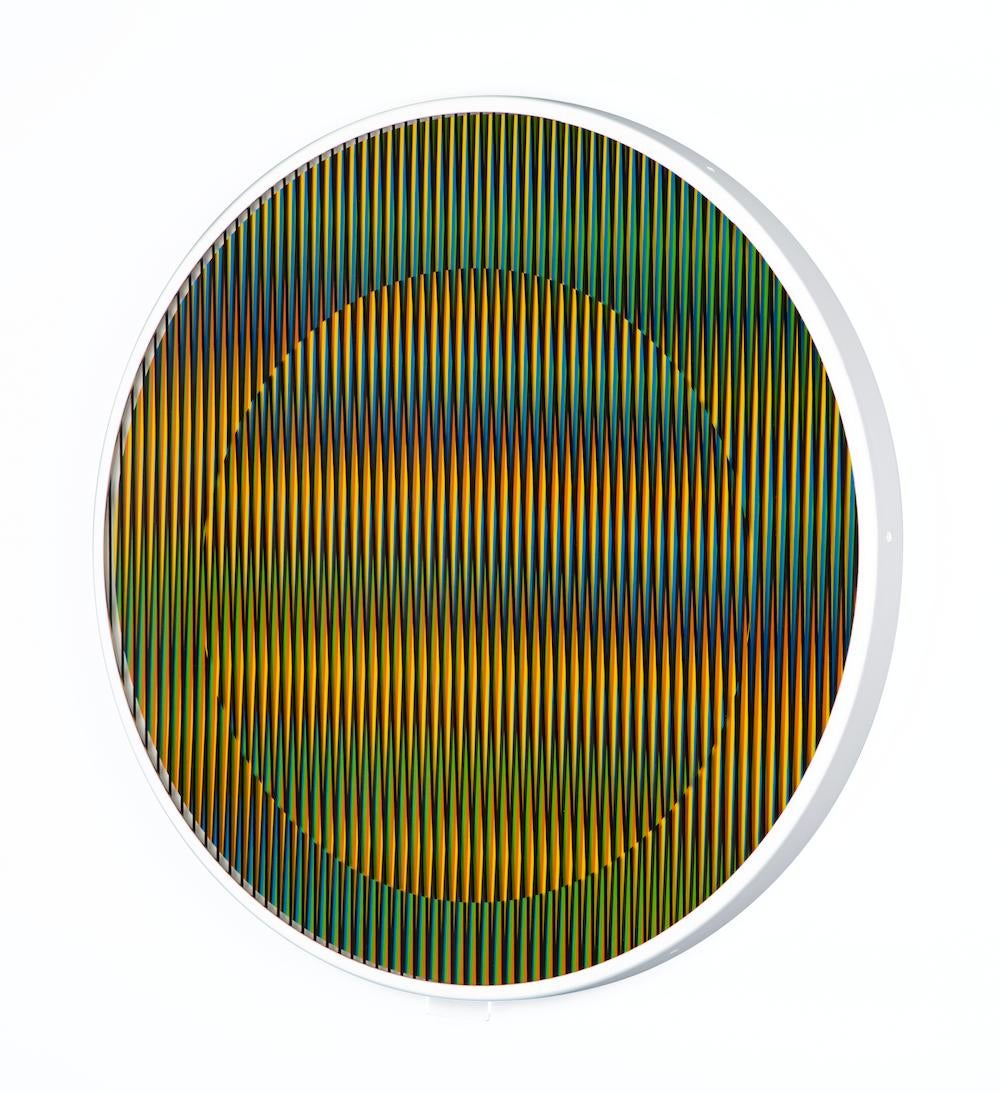 Carlos Cruz-Diez Abstract Sculpture – Chromointerference, bewegliche, kreisförmige B